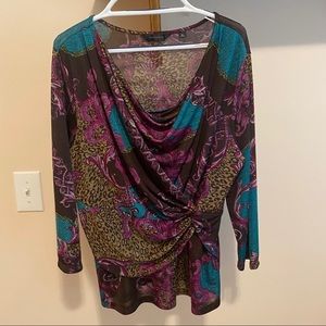 lnvestments Multi Colored Cowl Neck Blouse